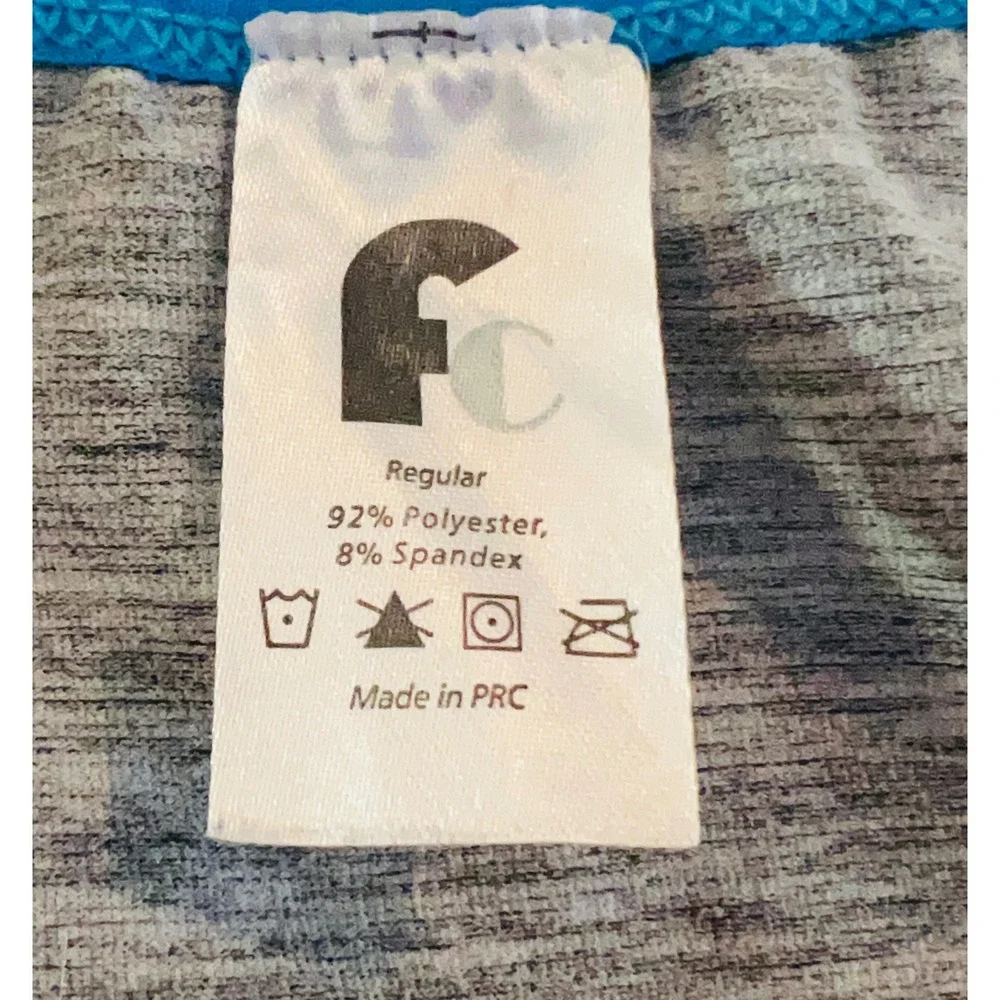 FC Activewear Womens Blue Grey Ombre Space Dye Seamless Tank and Leggings Set